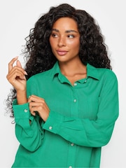 M&Co Green M&Co Petite Linen Long Sleeve Shirt - Image 4 of 5
