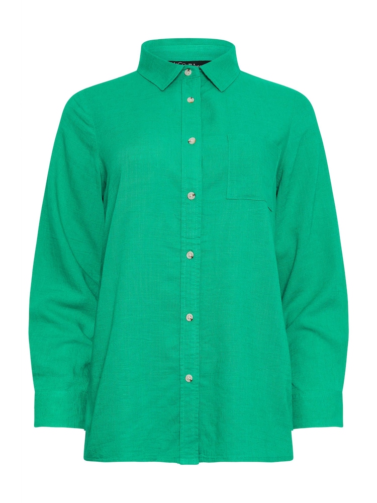 M&Co Green M&Co Petite Linen Long Sleeve Shirt - Image 5 of 5