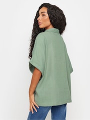 M&Co Green Petite Short Sleeve Linen Button Shirt - Image 3 of 5