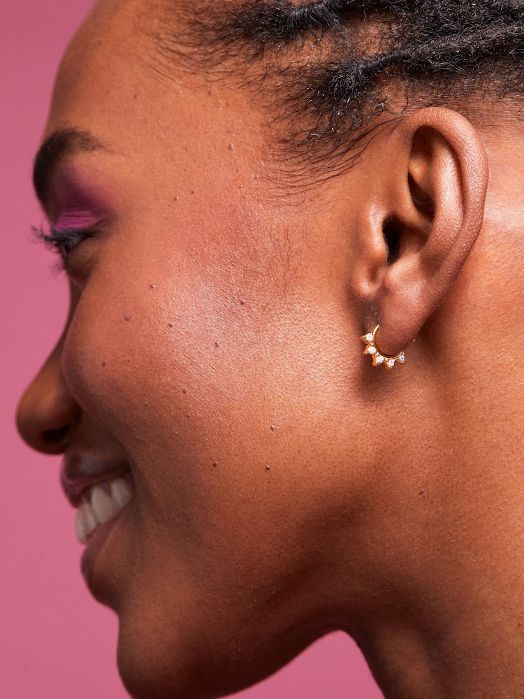 Estella Bartlett Gold Cubic Zirconia Spike Hoop Earrings - Image 3 of 3