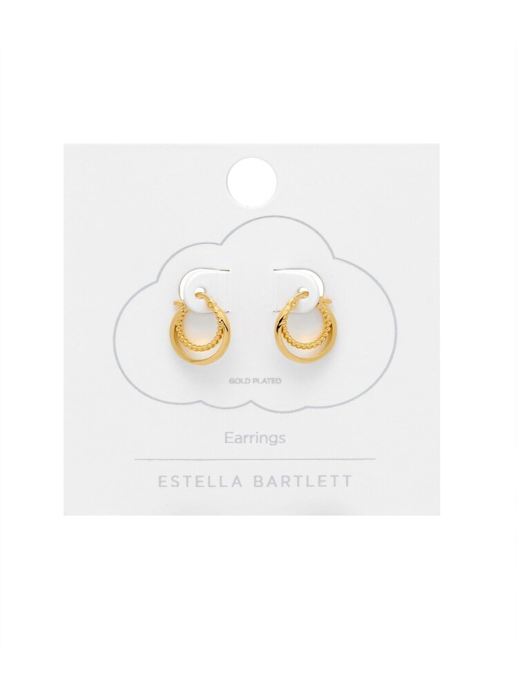 Estella Bartlett Gold Double Twisted Hoop Earrings - Image 2 of 3 Estella Bartlett Gold Double Twisted Hoop Earrings - Image 2 of 3