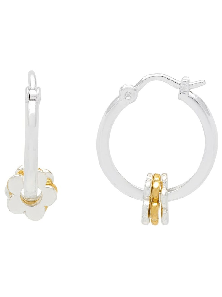 Estella Bartlett Silver Multi Flower Hoop Earrings - Image 1 of 3