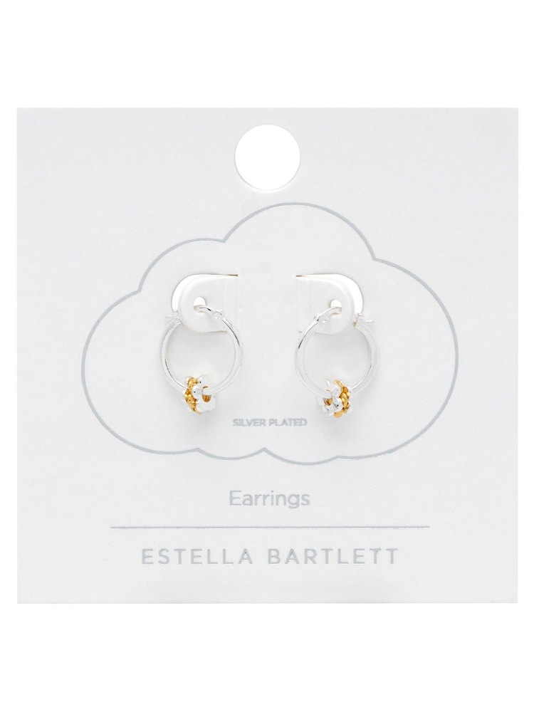 Estella Bartlett Silver Multi Flower Hoop Earrings - Image 2 of 3