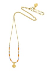 Estella Bartlett Gold Orange, Blue Miyuki beaded Coin Necklace - Image 2 of 3