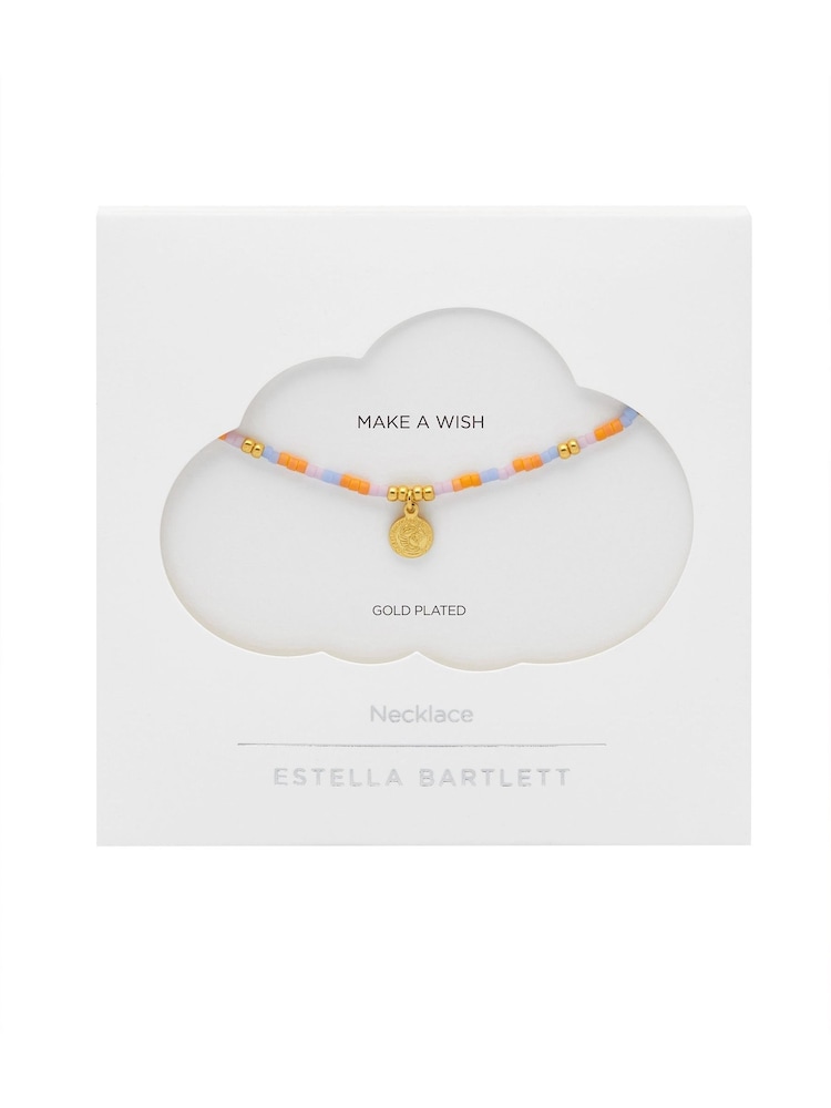 Estella Bartlett Gold Orange, Blue Miyuki beaded Coin Necklace - Image 3 of 3