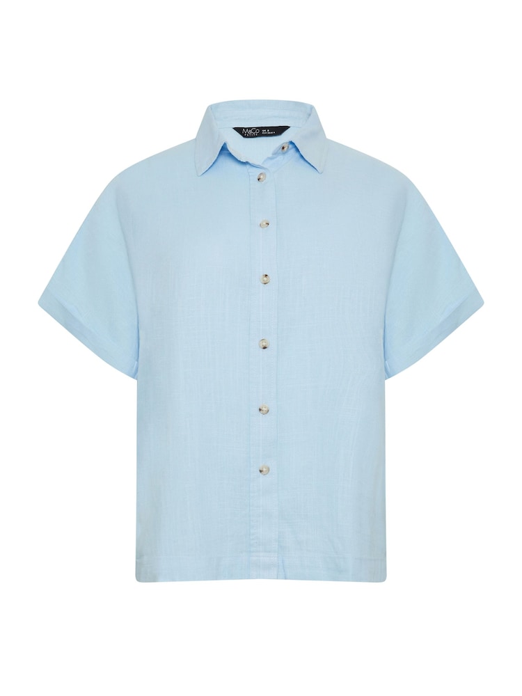 Blau - M&Co – Kurzarm-Leinenhemd mit Knöpfen, Petite - Bild 5 von 5 Blau - M&Co – Kurzarm-Leinenhemd mit Knöpfen, Petite - Bild 5 von 5