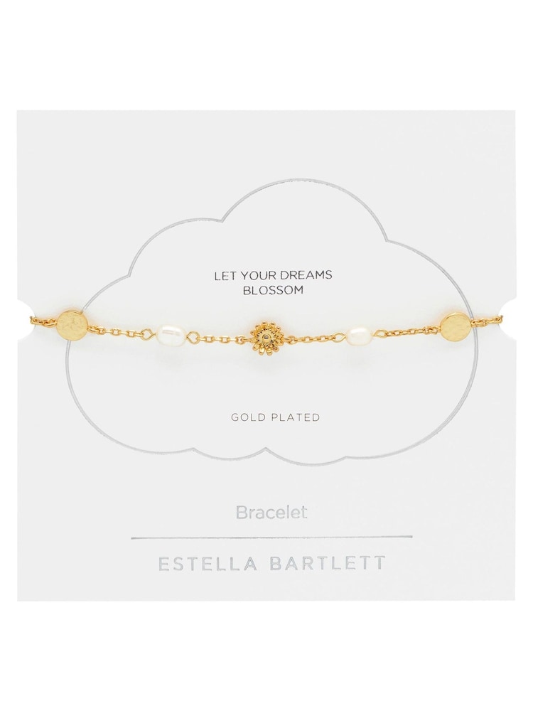 Estella Bartlett Gold Floral Pearl Bracelet - Image 2 of 3 Estella Bartlett Gold Floral Pearl Bracelet - Image 2 of 3
