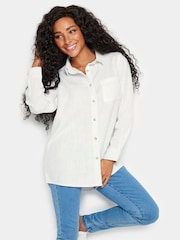 M&Co White M&Co Petite Linen Long Sleeve Shirt - Image 1 of 5