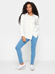 M&Co White M&Co Petite Linen Long Sleeve Shirt - Image 2 of 5