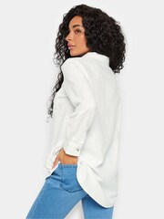 M&Co White M&Co Petite Linen Long Sleeve Shirt - Image 3 of 5
