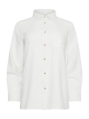 M&Co White M&Co Petite Linen Long Sleeve Shirt - Image 5 of 5