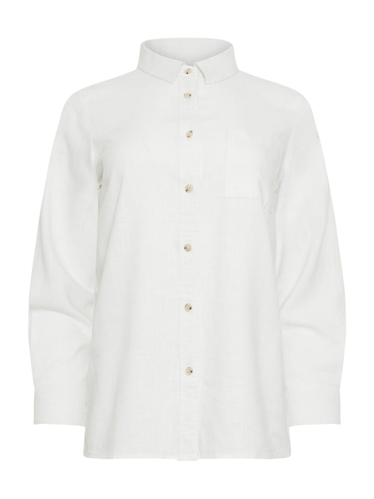 M&Co White M&Co Petite Linen Long Sleeve Shirt - Image 5 of 5