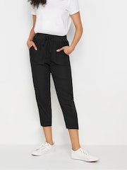 M&Co Black Petite Linen Cropped Trousers - Image 1 of 5