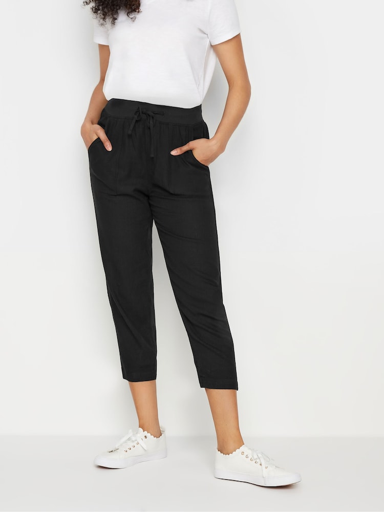 M&Co Black Petite Linen Cropped Trousers - Image 1 of 5
