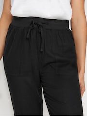 M&Co Black Petite Linen Cropped Trousers - Image 4 of 5
