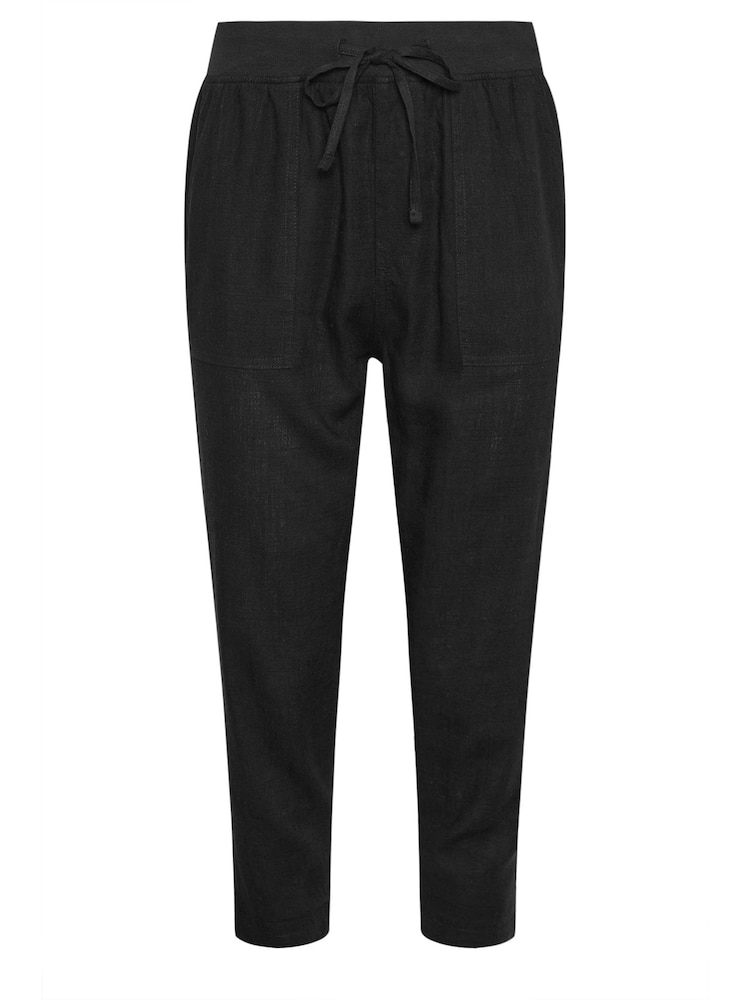 M&Co Black Petite Linen Cropped Trousers - Image 5 of 5
