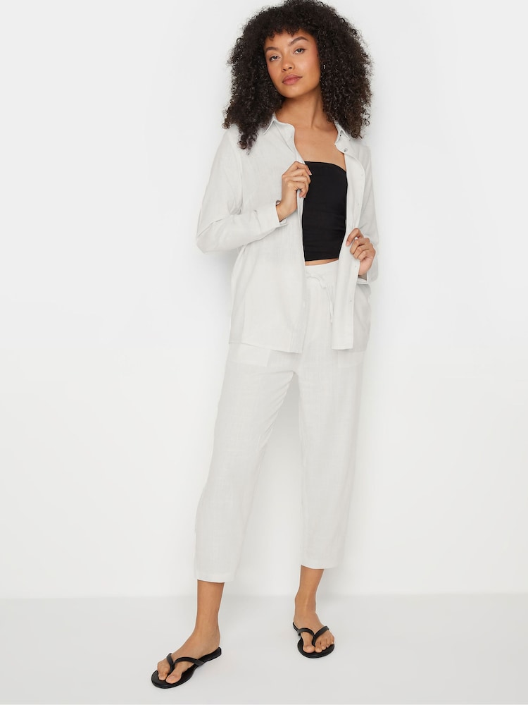 Blanco - M&Co Petite Linen Cropped Trousers - Imagen 2 de 5 Blanco - M&Co Petite Linen Cropped Trousers - Imagen 2 de 5