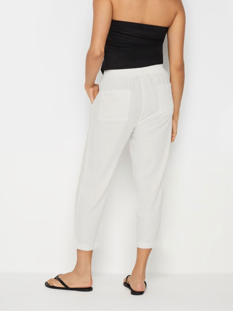 M&Co White Petite Linen Cropped Trousers - Image 3 of 5
