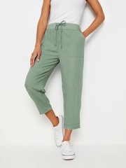 M&Co Green Petite Linen Cropped Trousers - Image 1 of 5