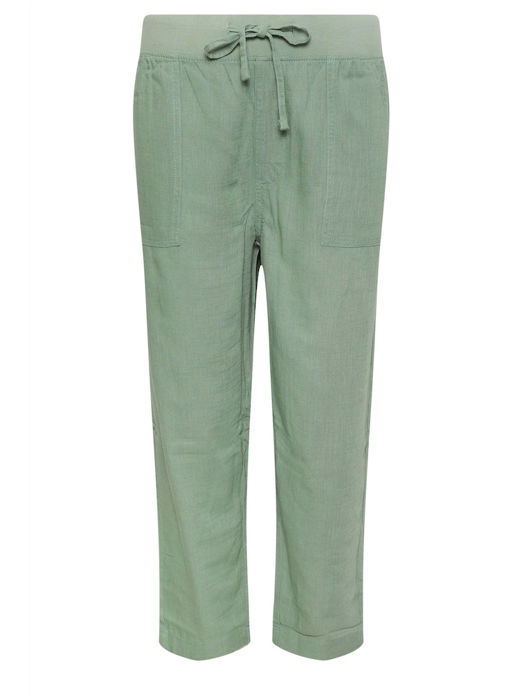 M&Co Green Petite Linen Cropped Trousers - Image 5 of 5