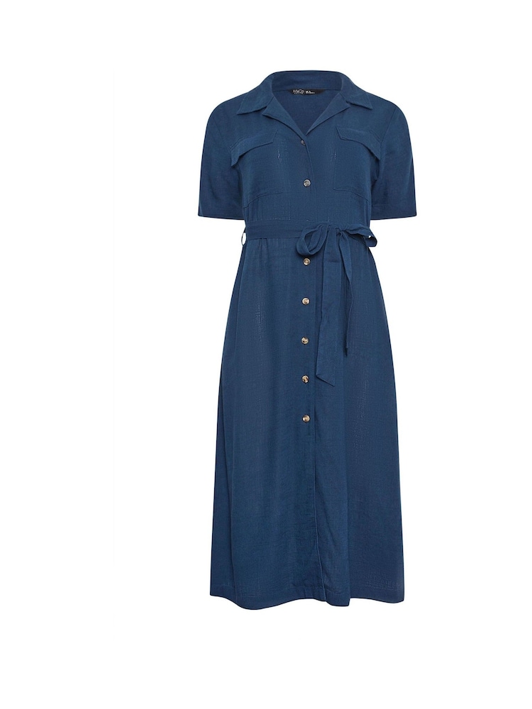 M&Co Blue Petite Linen Shirt Dress - Image 5 of 5