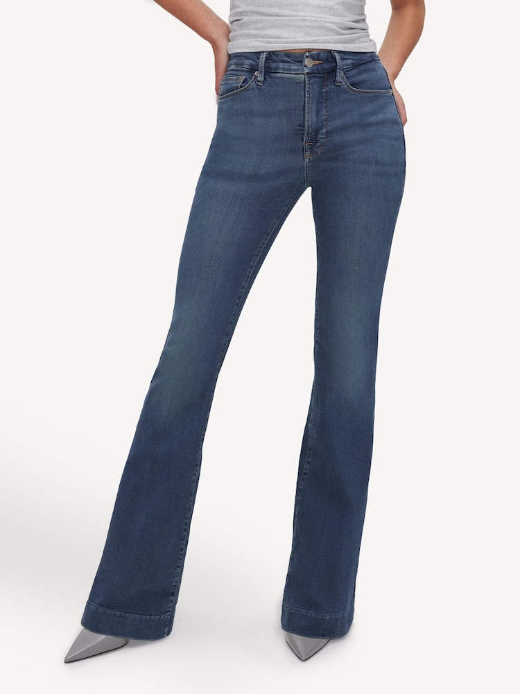 Good American Blue Legs Flare 100% Cotton Jeans - Image 1 of 4