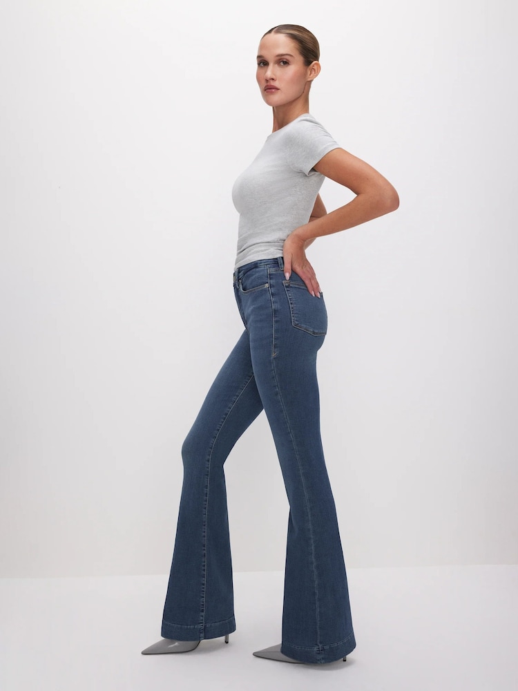 Good American Blue Legs Flare 100% Cotton Jeans - Image 3 of 4