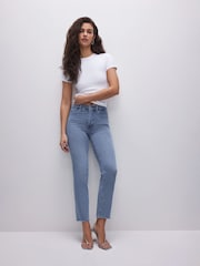 Good American Blue Straight Split Pocket 100% Cotton Jeans - Image 1 of 5