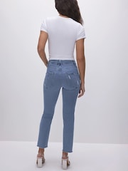 Good American Blue Straight Split Pocket 100% Cotton Jeans - Image 2 of 5