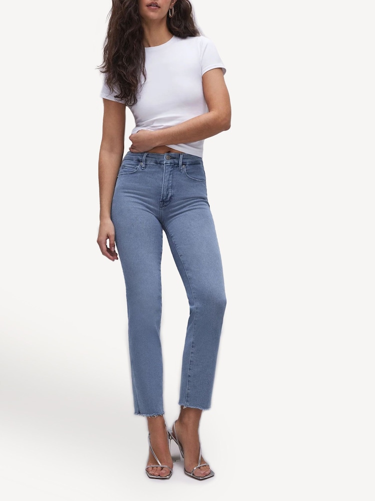 Good American Straight Split Pocket Cotton Jeans - Image 7 of 9