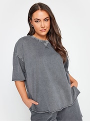 Yours Curve Grey 100% Cotton T-Shirt - Image 1 of 5