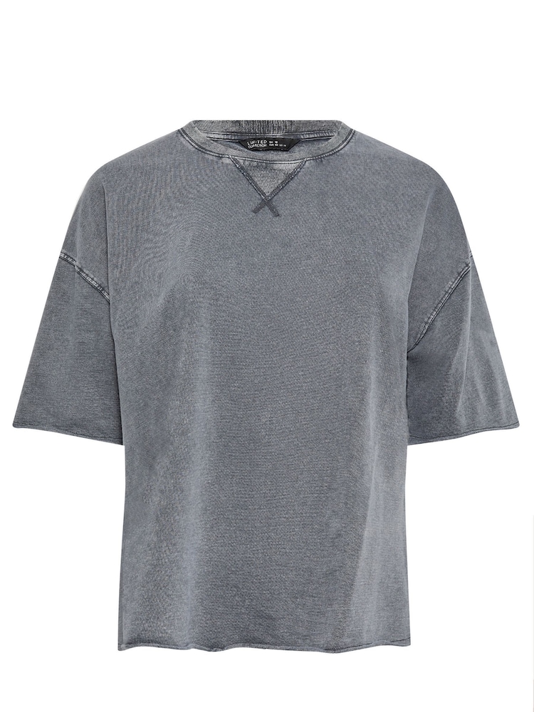 Yours Curve Grey 100% Cotton T-Shirt - Image 5 of 5