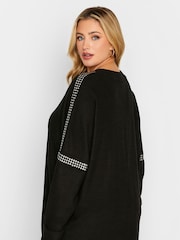 Yours Curve Black Studded Batwing Jumper - Image 2 of 4