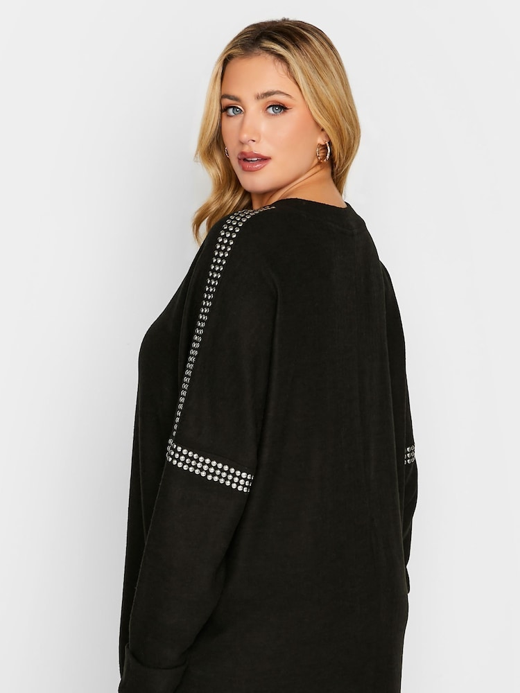 Yours Curve Black Studded Batwing Jumper - Image 2 of 4