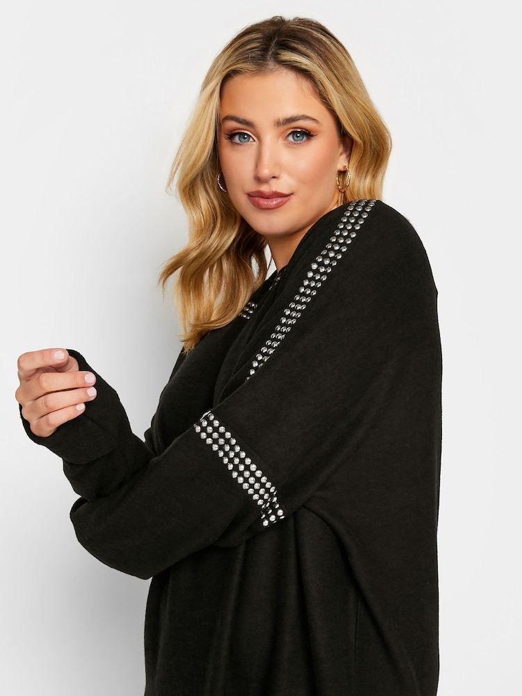 Yours Curve Black Studded Batwing Jumper - Image 4 of 4