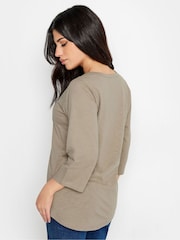 PixieGirl Petite Natural Henley Long Sleeve 100% Cotton Blouses - Image 3 of 5