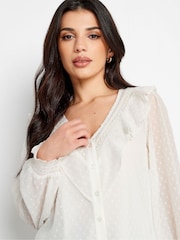 PixieGirl Petite White Dobby Crochet Blouse - Image 4 of 4