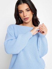 PixieGirl Petite Blue Slash Neck Jumper - Image 4 of 5