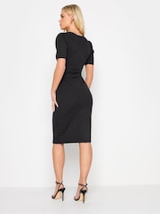 PixieGirl Petite Black Short Sleeve Twist Scuba Knee Length Dress - Image 2 of 4