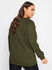 Yours Curve Khaki Green Eyelet Detailed Sweatshirt - Image 3 of 4