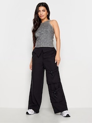PixieGirl Petite Grey Acid Wash And Black Plain Vest Tops 2 Pack - Image 3 of 8