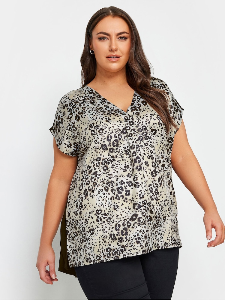 Yours Curve Black Woven Front T-Shirt - Image 1 of 4