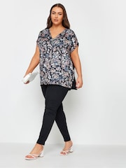 Yours Curve Black/chrome Woven Front T-Shirt - Image 2 of 4