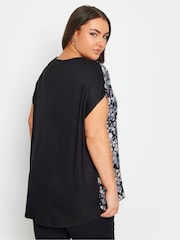 Yours Curve Black/chrome Woven Front T-Shirt - Image 3 of 4