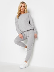 PixieGirl Petite Grey Slash Neck Long Sleeve Top - Image 1 of 3