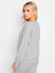 PixieGirl Petite Grey Slash Neck Long Sleeve Top - Image 3 of 3