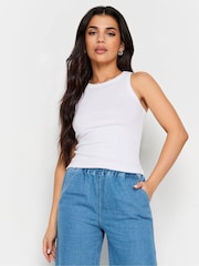 PixieGirl Petite Black/White Acid Wash And Black Plain Vest Tops 2 Pack - Image 2 of 8