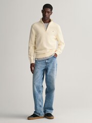 GANT Cream Casual 100% Cotton Quarter Zip Jumper - Image 3 of 6