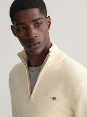 GANT Cream Casual 100% Cotton Quarter Zip Jumper - Image 4 of 6