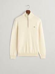 GANT Cream Casual 100% Cotton Quarter Zip Jumper - Image 5 of 6